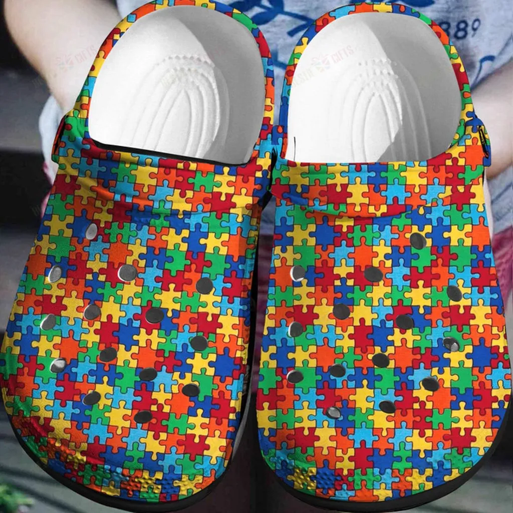 Mini Puzzle Autism Awareness Crocs Classic Clogs