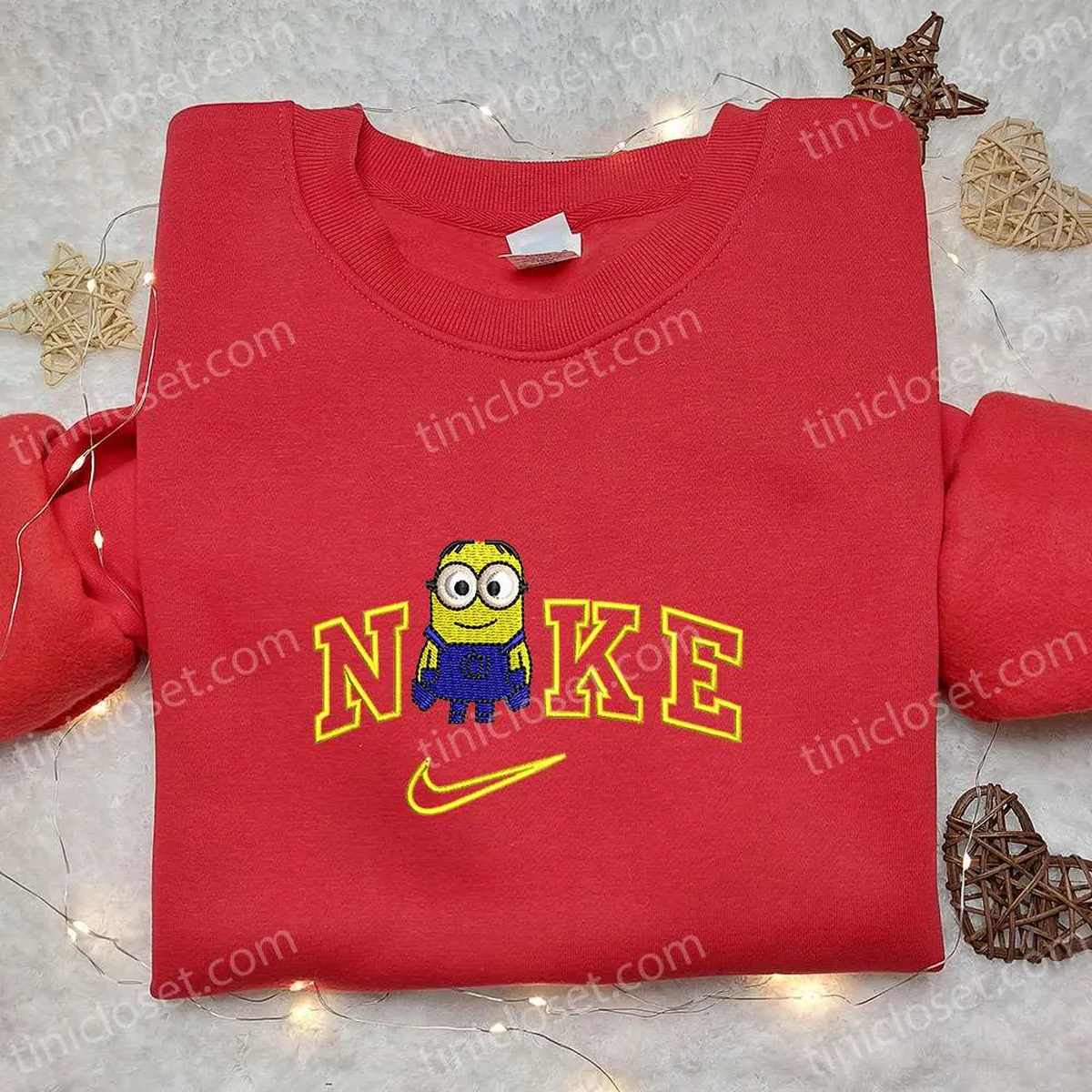 Minion x Nike Embroidered Shirt, Cartoon Embroidered Hoodie, Nike Inspired Embroidered Sweatshirt