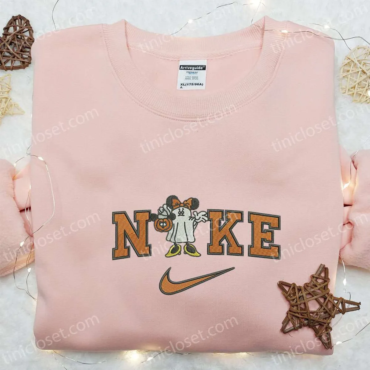 Minnie Mouse Ghost x Nike Embroidered Sweatshirt, Walt Disney Embroidered Shirt, Best Halloween Gift Ideas