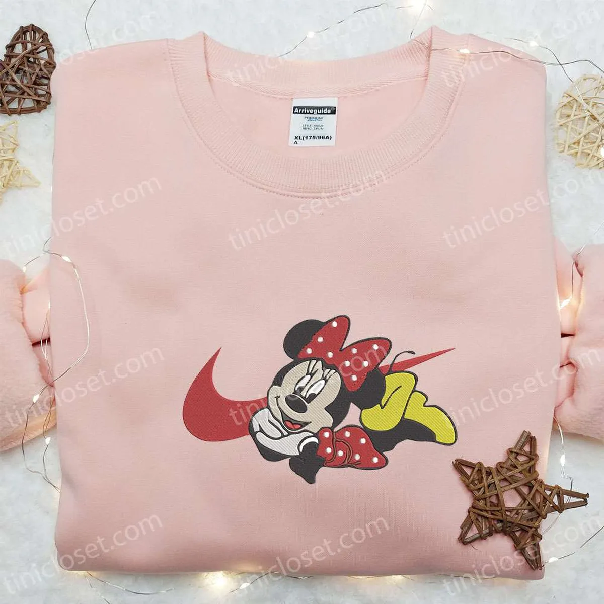 Minnie Mouse Happy x Swoosh Embroidered Sweatshirt, Nike Inspired Embroidered Shirt, The Best Gift