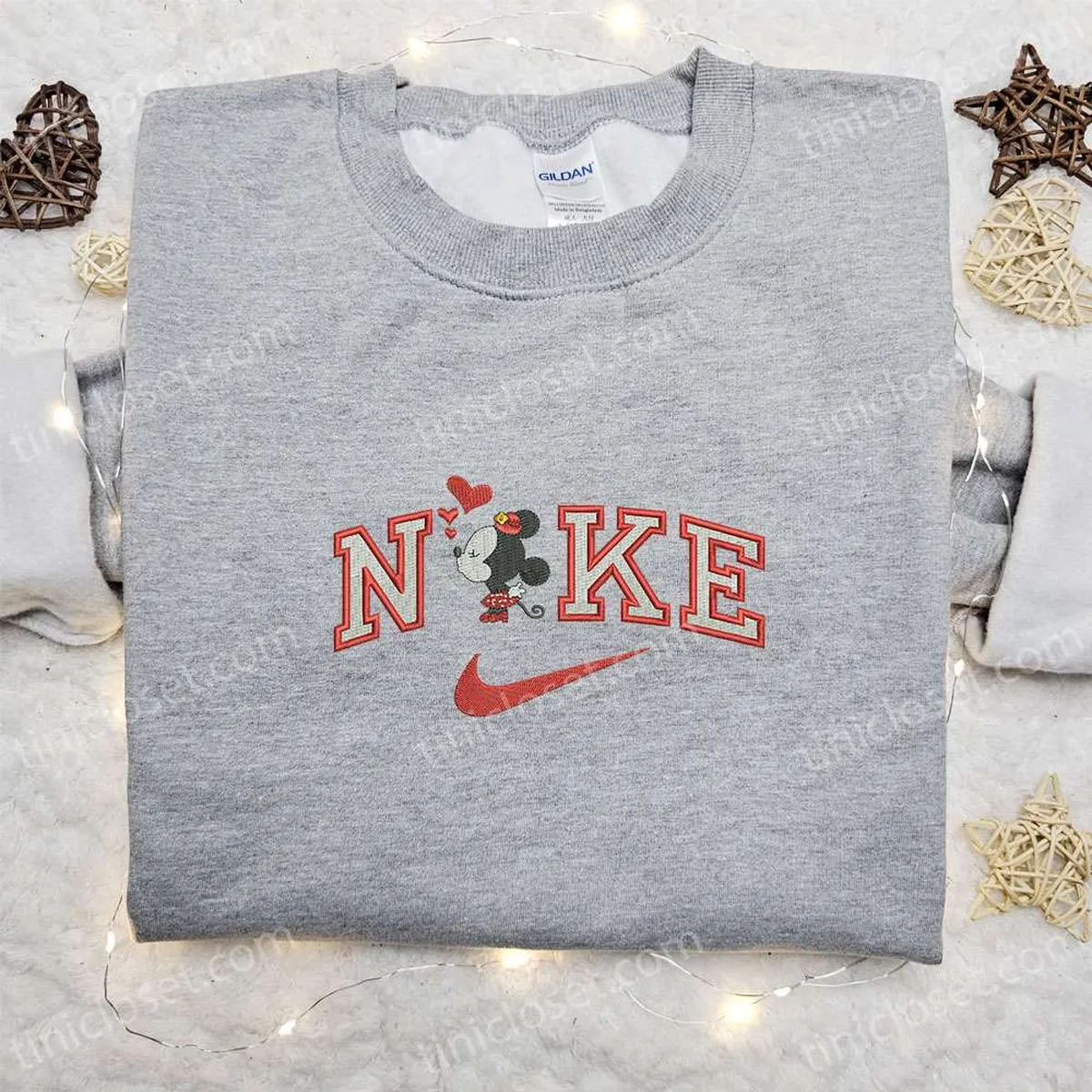 Minnie Mouse Love x Nike Embroidered Tshirt, Nike Inspired Embroidered Shirt, Best Valentine? Day Gift Ideas