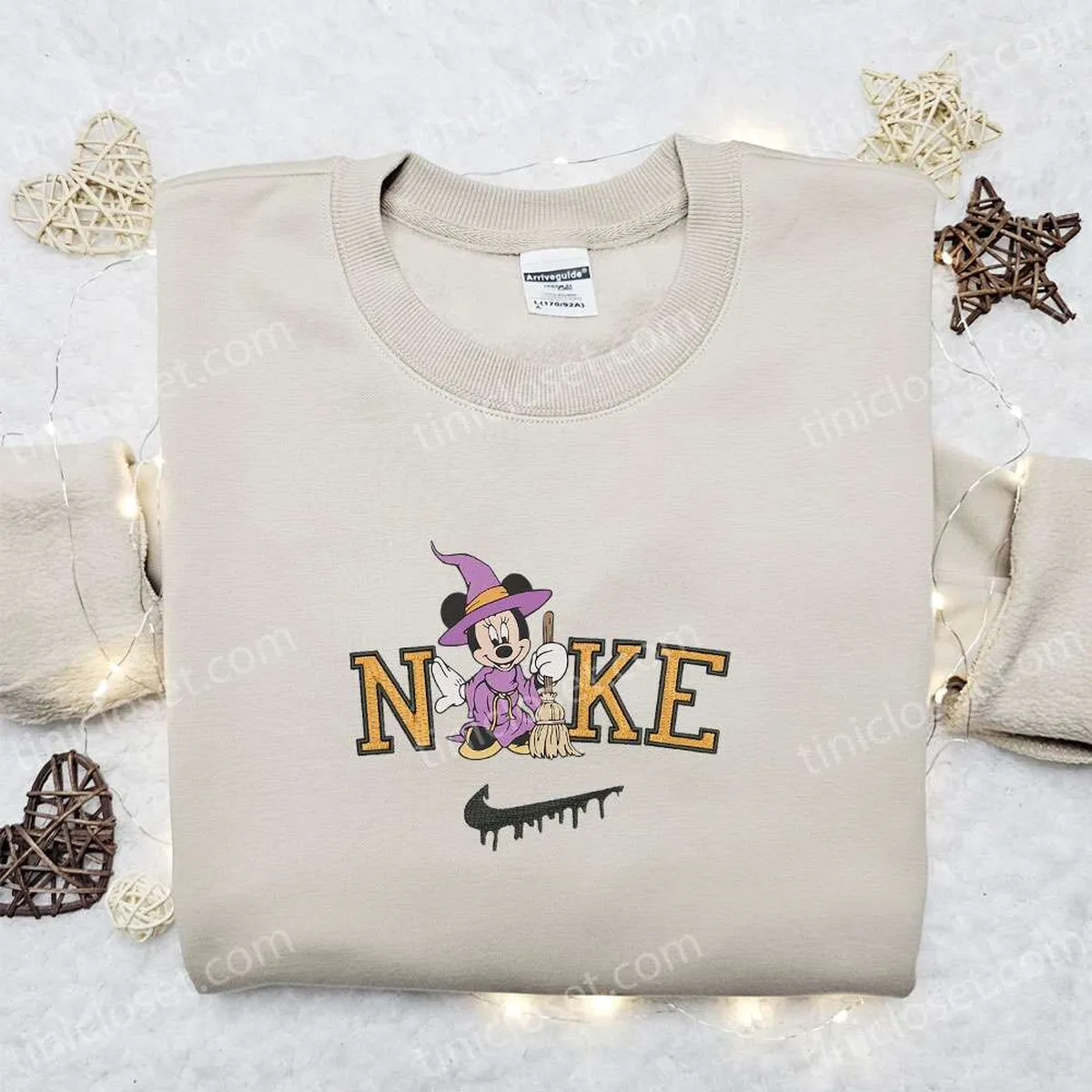 Minnie Mouse Witch Halloween x Nike Embroidered Sweatshirt, Walt Disney Characters Embroidered Shirt, Best Halloween Gift Ideas