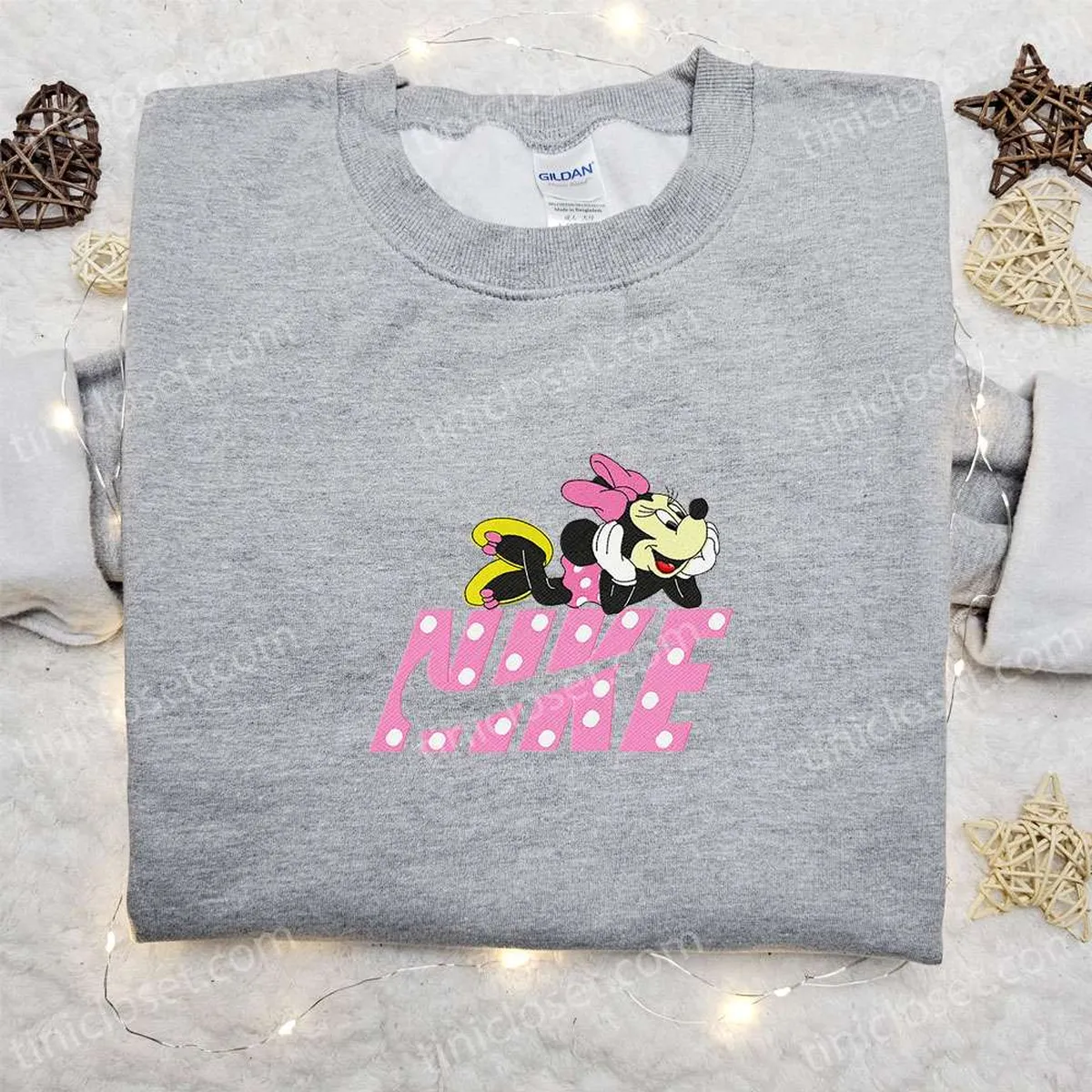 Minnie Mouse x Nike Cartoon Embroidered Shirt, Custom Nike Embroidered Shirt, Best Gift for Family