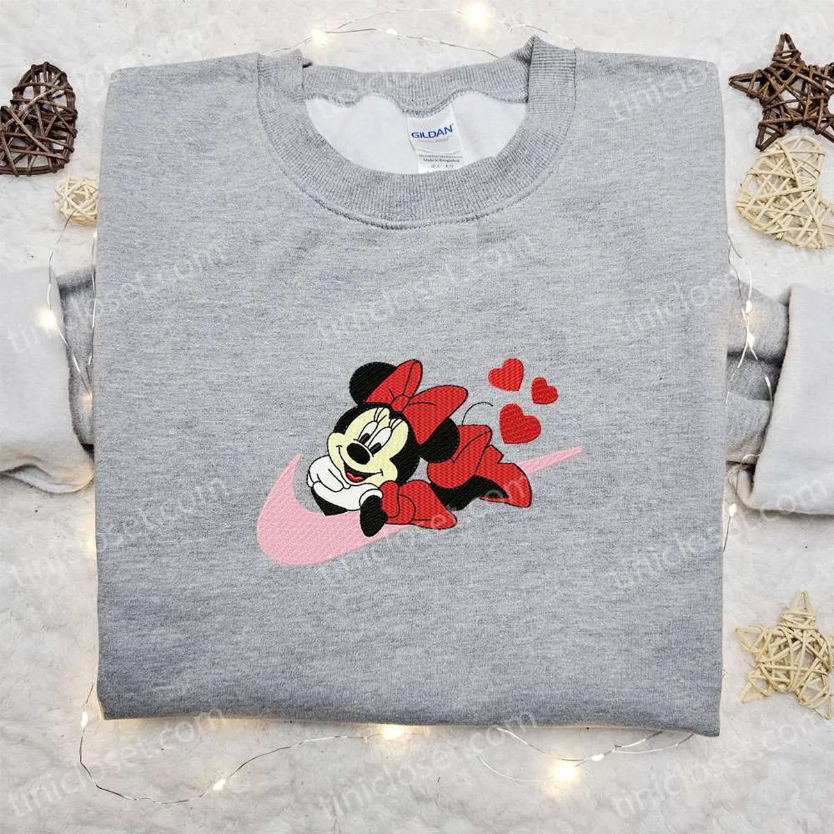 Minnie Mouse x Nike Swoosh Cartoon Embroidered Hoodie, Nike Inspired Embroidered Shirt, Best Valentine? Day Gift Ideas