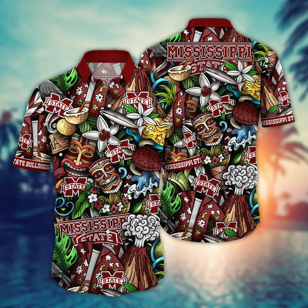 Mississippi State Bulldogs NCAA Flower Aloha Hawaiian Shirt, Custom Summer Football Shirts VPHWA2451154335