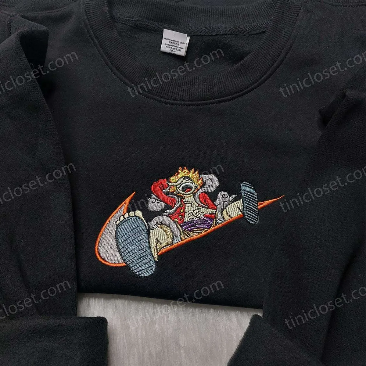 Monkey D. Luffy Nike Embroidered Shirt, One Piece Hoodie, Custom Nike Swoosh Sweatshirt