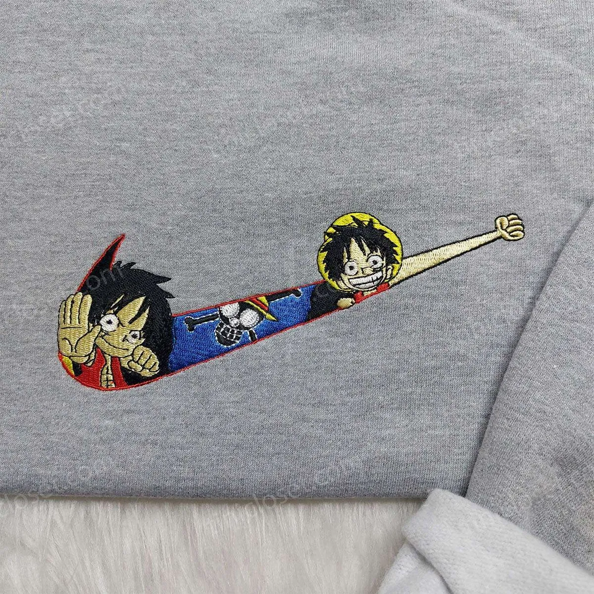 Monkey D. Luffy Nike Shirt, One Piece Anime Clothing, Anime x Nike Swoosh Sweatshirt