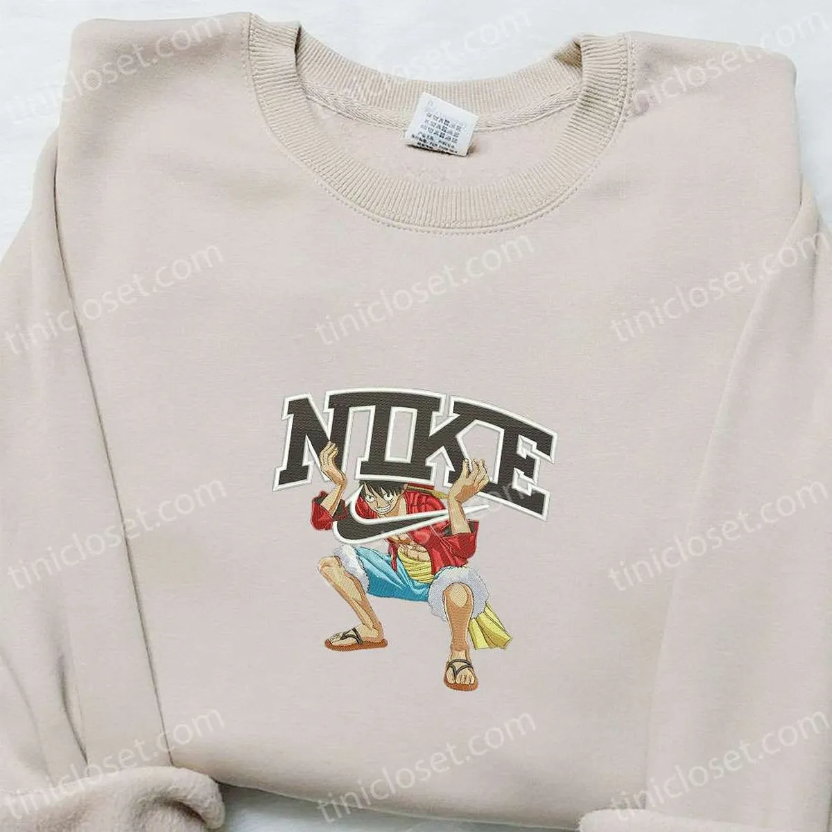 Monkey D. Luffy x Nike Anime Embroidered Sweatshirt, Nike Inspired Embroidered T-shirt, Best Birthday Gift Ideas