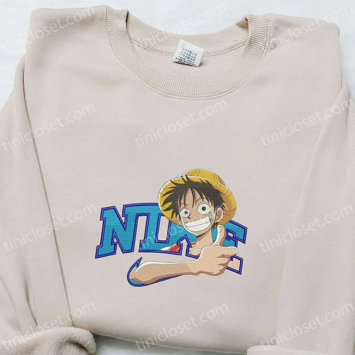 Monkey D. Luffy x Nike Anime Embroidered Sweatshirt, One Piece Embroidered T-shirt, Best Gift Ideas for Family