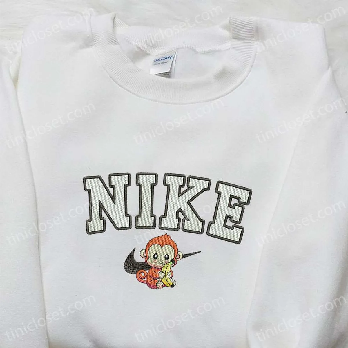 Monkey x Nike Animal Embroidered Tshirt, Nike Inspired Embroidered Shirt, Best Gift for Family