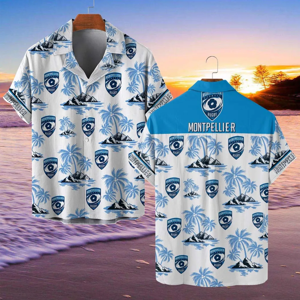 Montpellier Herault Rugby Hawaiian Shirt Style Classic Oversized Hawaiian, Unisex Hawaiian Shirt