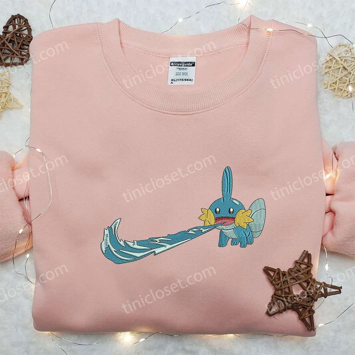 Mudkip x Nike Embroidered Shirt, Pokemon Embroidered Shirt, Nike Inspired Embroidered Shirt