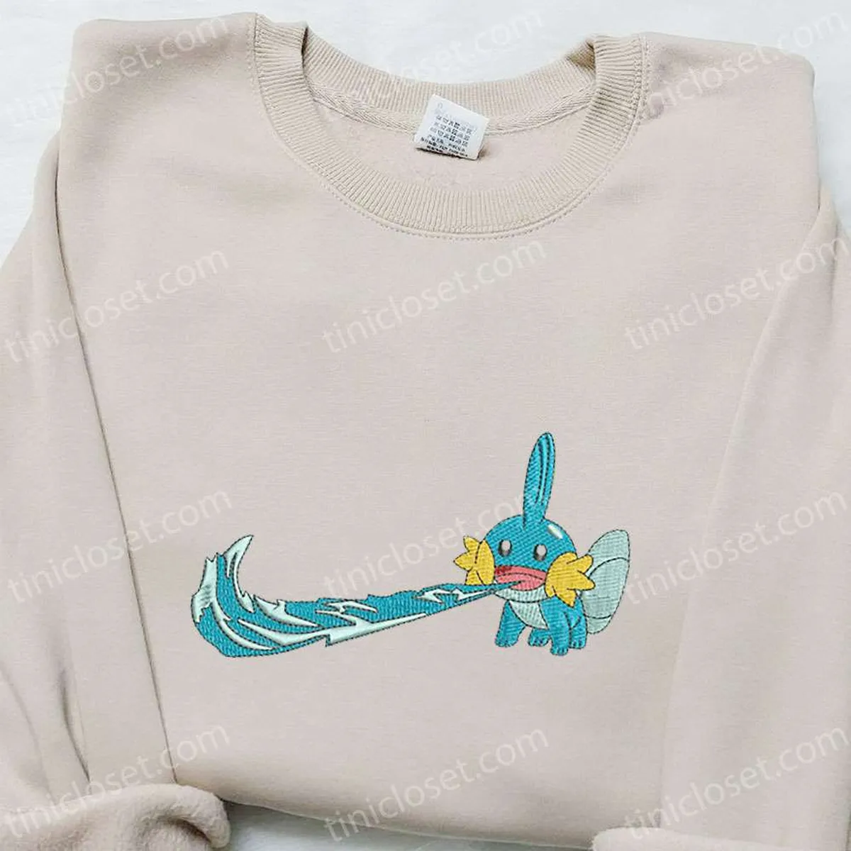 Mudkip x Swoosh Anime Embroidered Hoodie, Cool Anime Clothing, Best Gift Ideas for Family