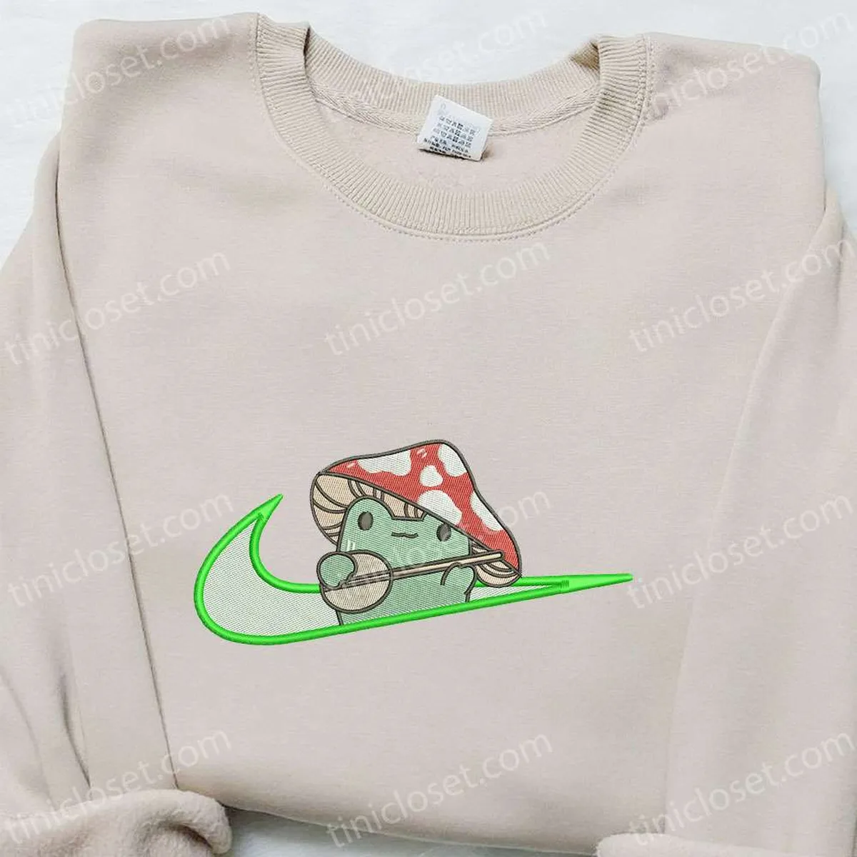 Mushroom x Swoosh Embroidered Shirt, Nike Inspired Embroidered Shirt, Best Gift Ideas for Family