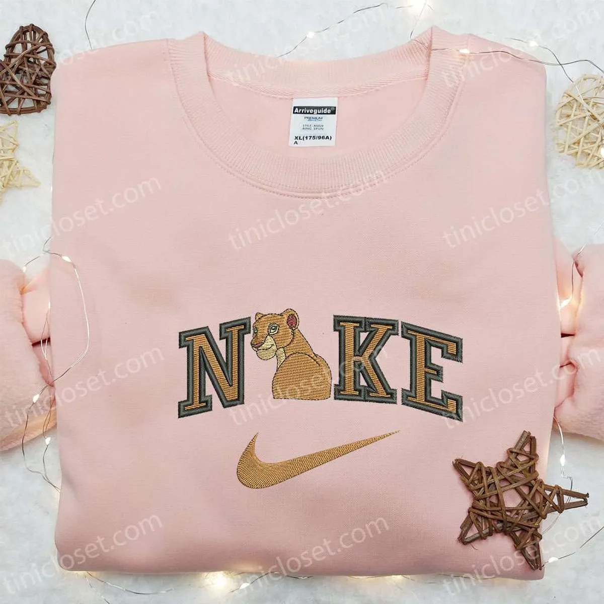 Nala x Nike Cartoon Embroidered Shirt, Disney Characters Embroidered Shirt, Nike Inspired Embroidered Shirt