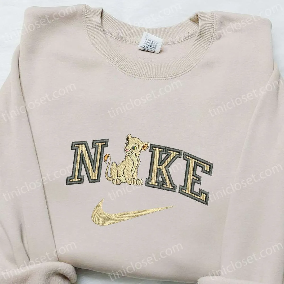 Nala x Nike Cartoon Embroidered Sweatshirt, Disney Characters Embroidered Shirt, Custom Embroidered T-shirt