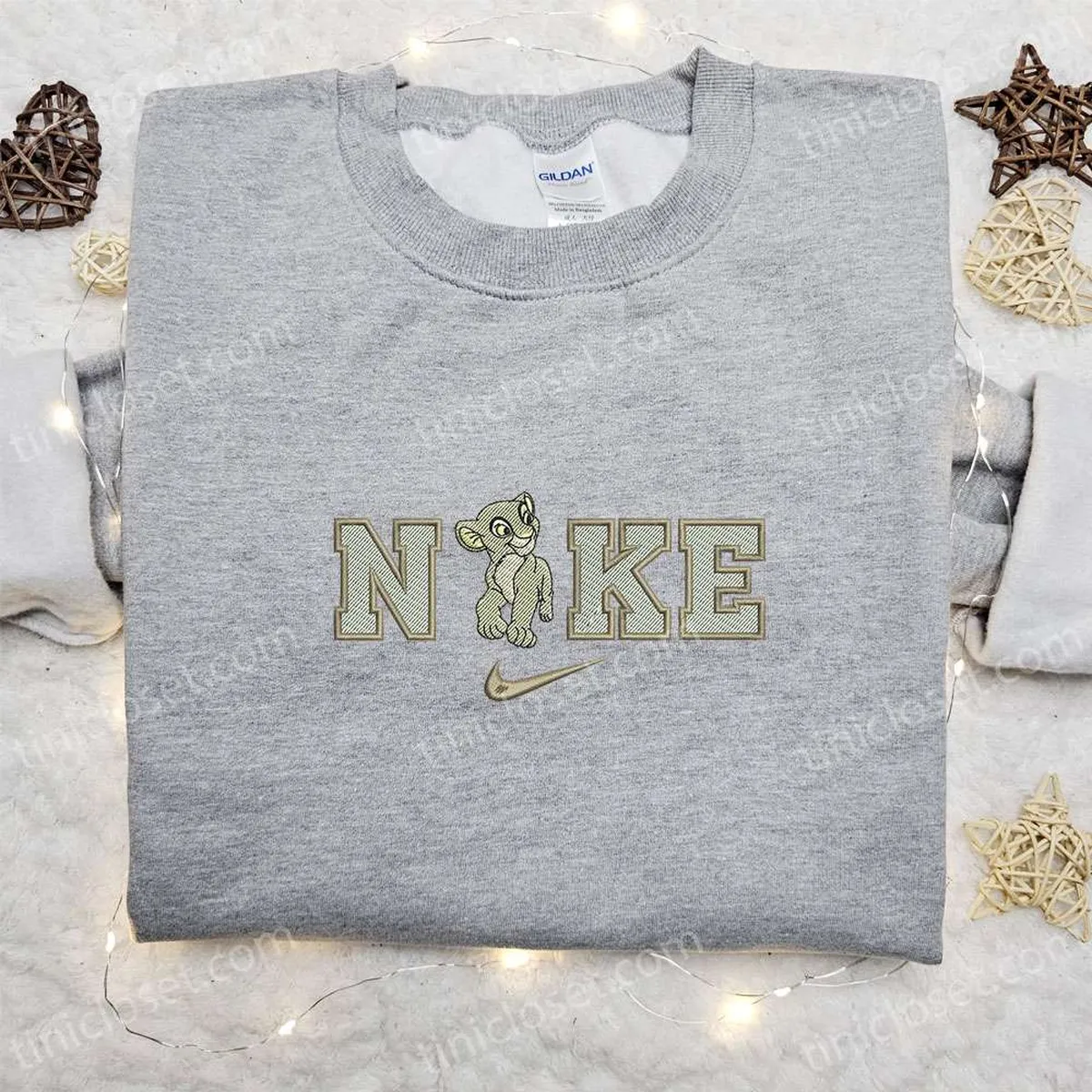 Nala x Nike Cartoon Embroidered Tshirt, Disney Characters Embroidered Shirt, Nike Inspired Embroidered Shirt