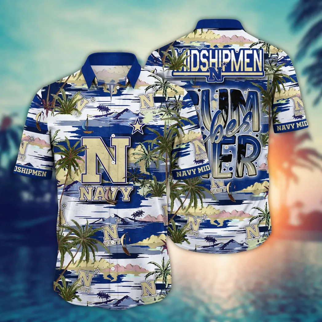 Navy Midshipmen NCAA Flower Aloha Hawaiian Shirt, Summer Football Shirts VPHWA2451154011