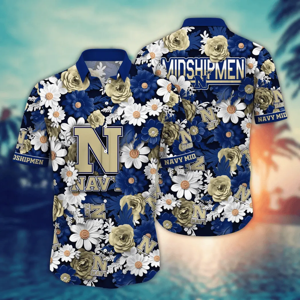 Navy Midshipmen NCAA Flower Aloha Hawaiian Shirt, Summer Football Shirts VPHWA2451154065