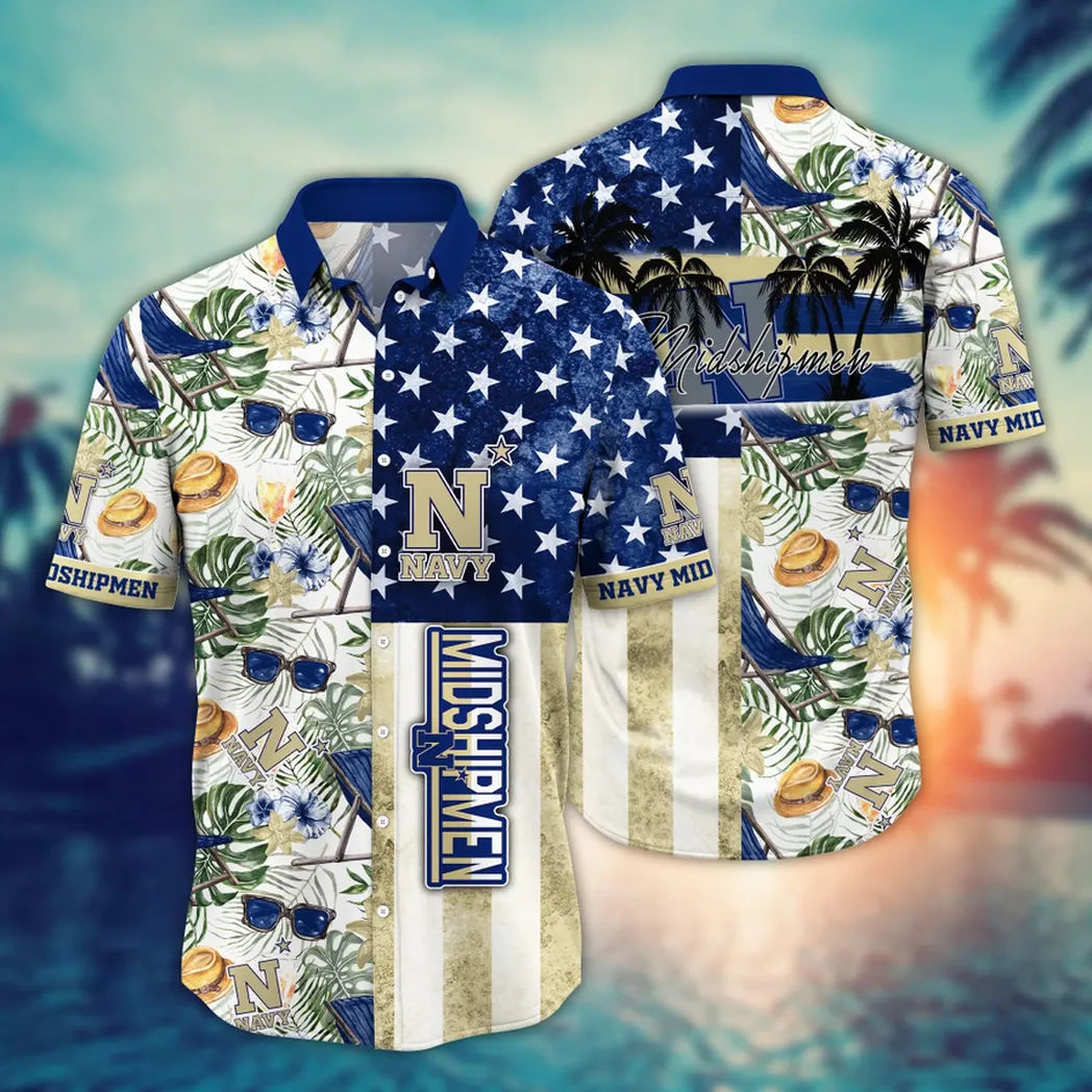 Navy Midshipmen NCAA Flower Aloha Hawaiian Shirt, Summer Football Shirts VPHWA2451154107