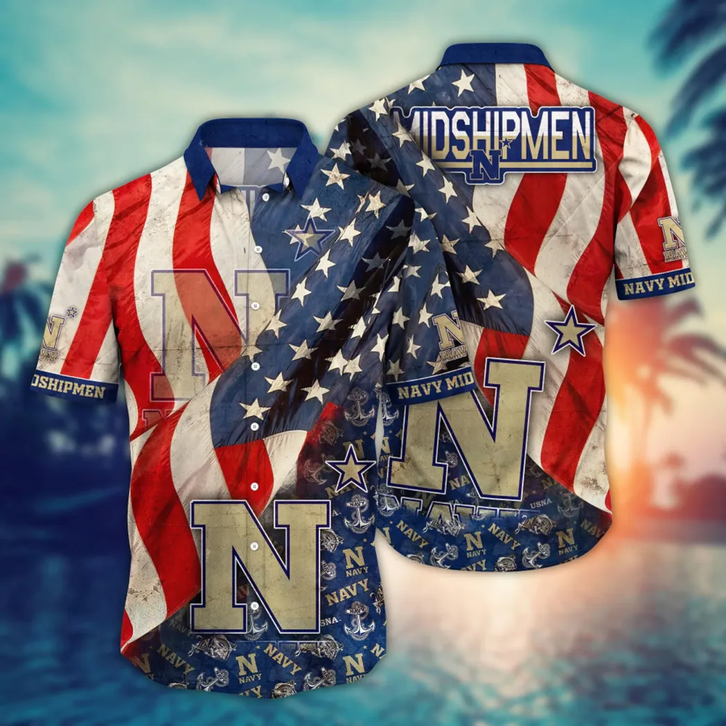 Navy Midshipmen NCAA Flower Aloha Hawaiian Shirt, Summer Football Shirts VPHWA2451154170