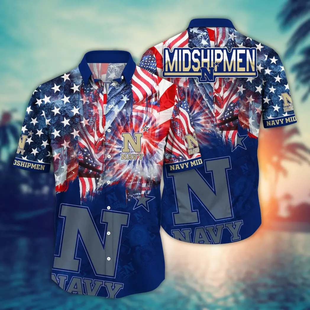 Navy Midshipmen NCAA Flower Aloha Hawaiian Shirt, Summer Football Shirts VPHWA2451154287