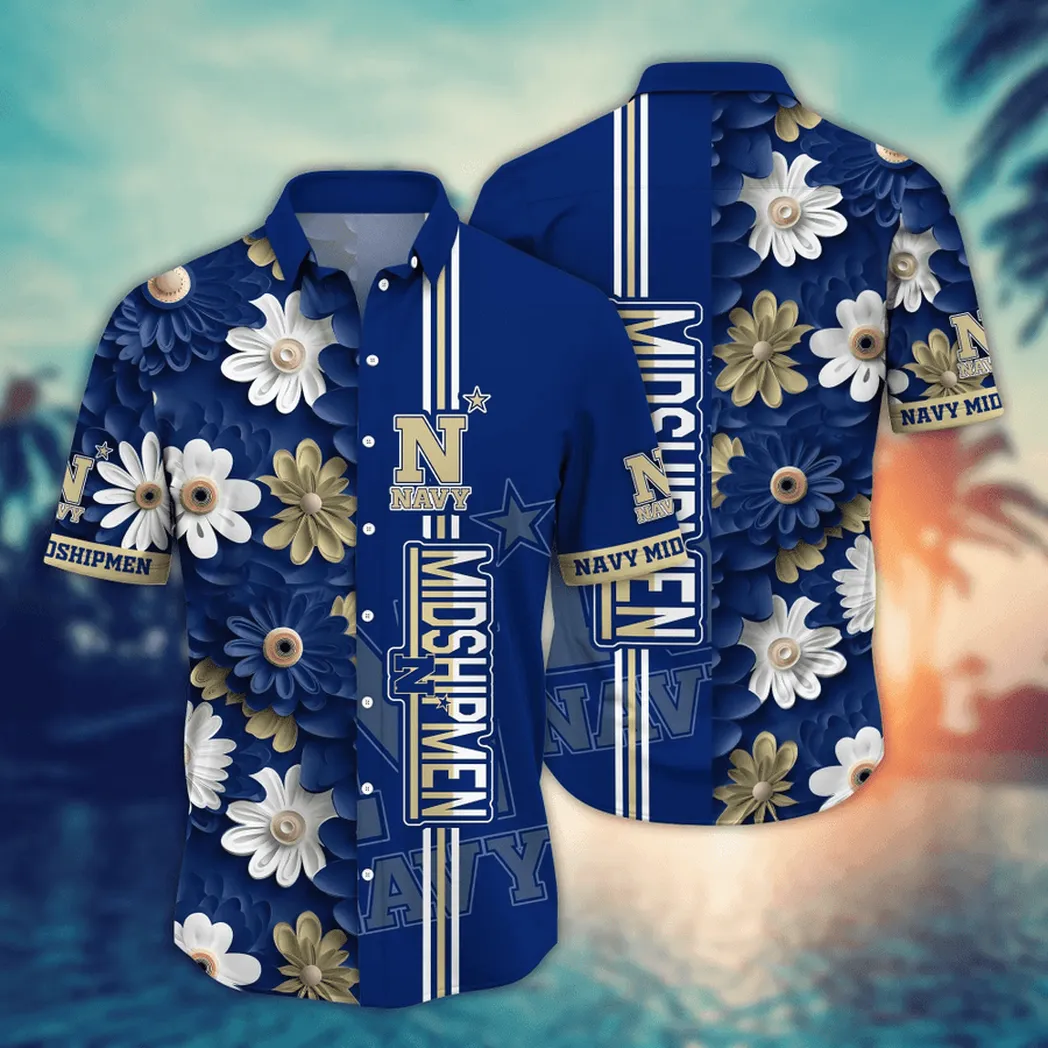 Navy Midshipmen, Style Hot Trending Summer NCAA Flower Aloha Hawaiian Shirt, Summer Football Shirts VPHWA2451155135