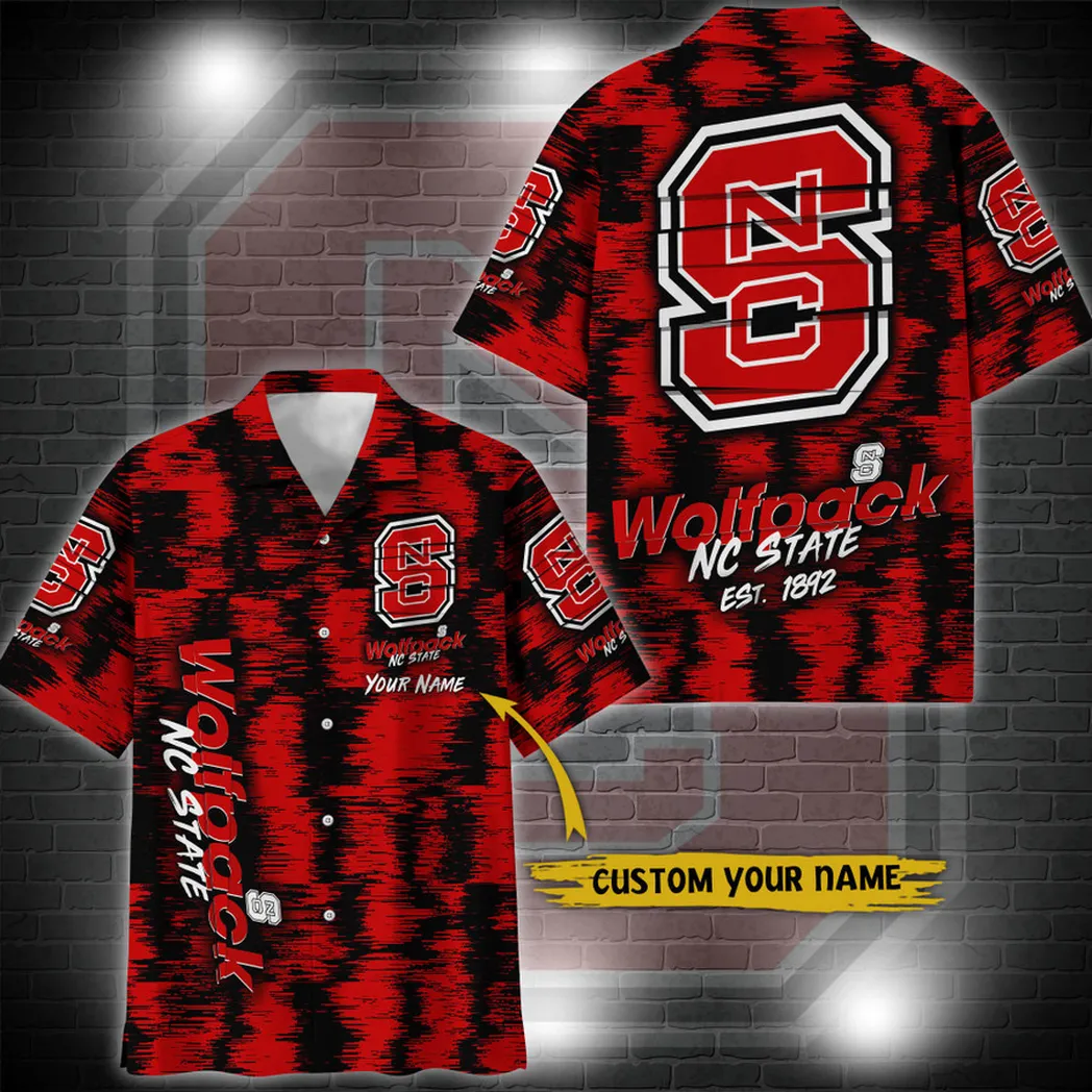 NC State Wolfpack Aloha Hawaiian Shirt Custom Your Name, Sport 3D Shirt, Gift For Fan VPHWA2451152038