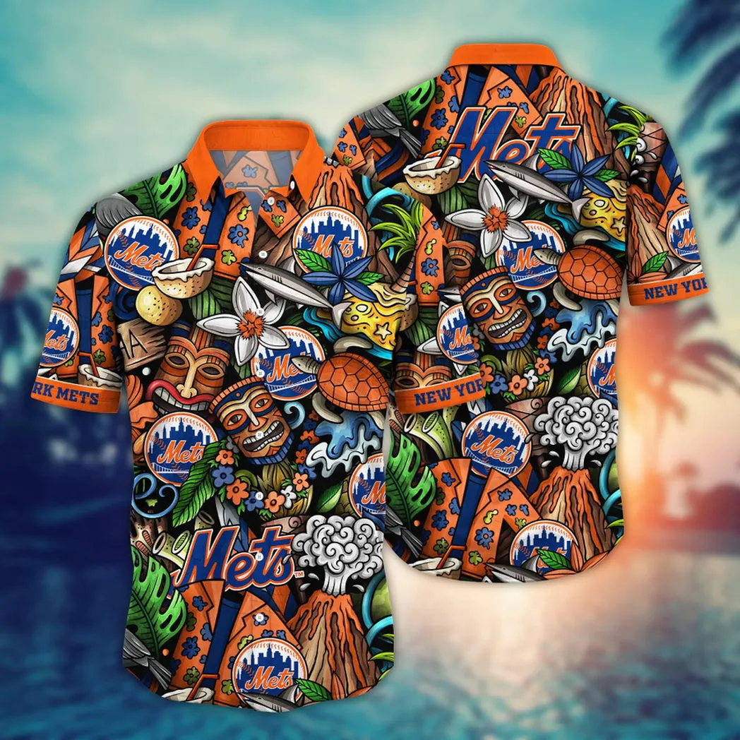 New York Mets MLB Flower Aloha Hawaiian Shirt, Custom Summer Football Shirts VPHWA2451152783