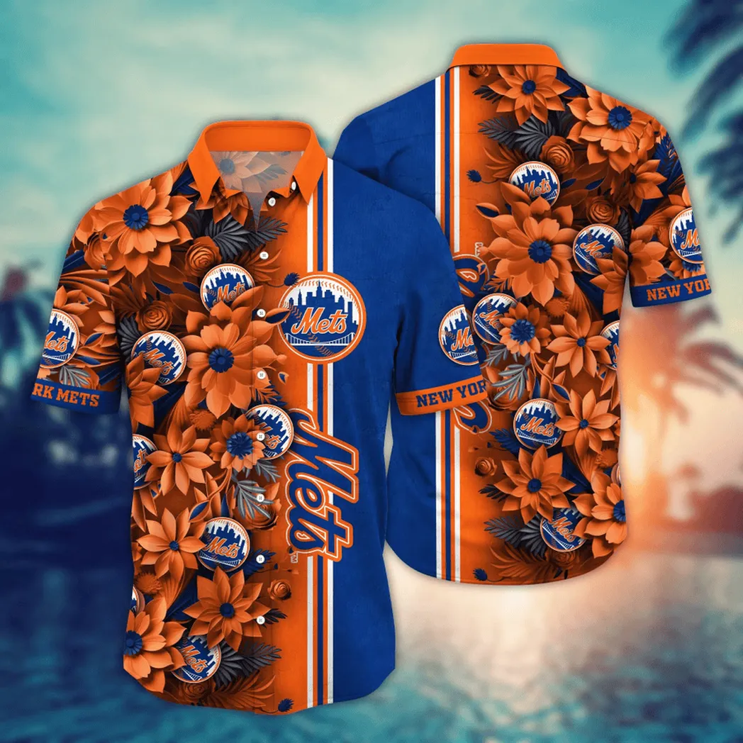 New York Mets MLB Flower Aloha Hawaiian Shirt, Custom Summer Football Shirts VPHWA2451153219