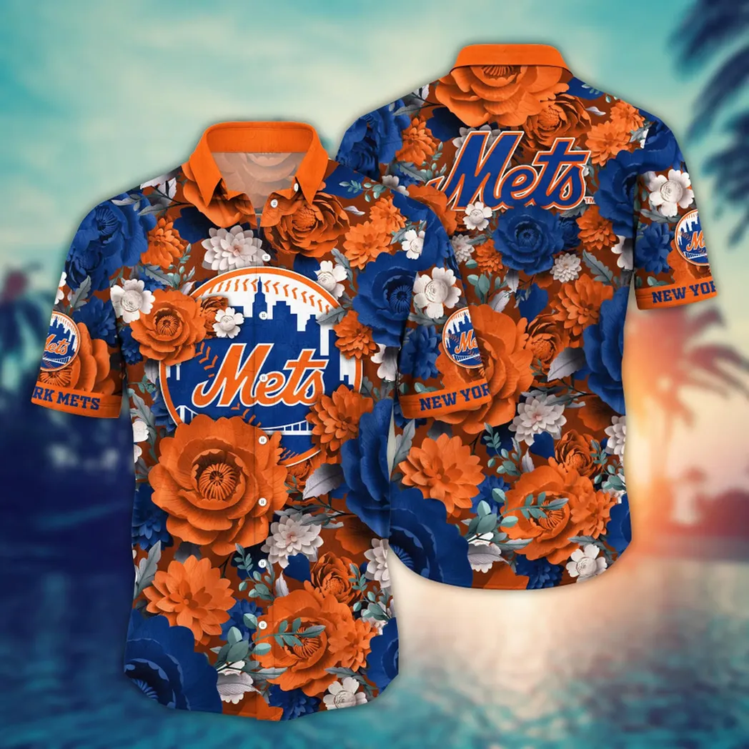 New York Mets MLB Flower Aloha Hawaiian Shirt, Custom Summer Football Shirts VPHWA2451154886