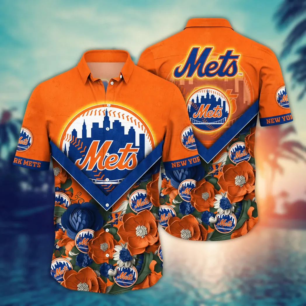 New York Mets MLB Flower Aloha Hawaiian Shirt, Custom Summer Football Shirts VPHWA2451154946