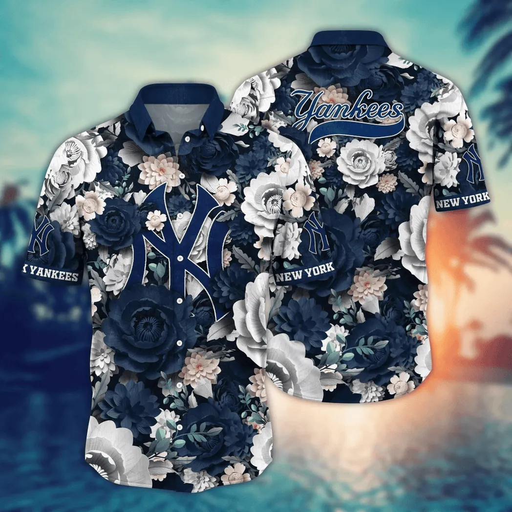 New York Yankees MLB Flower Aloha Hawaiian Shirt, Custom Summer Football Shirts VPHWA2451154846