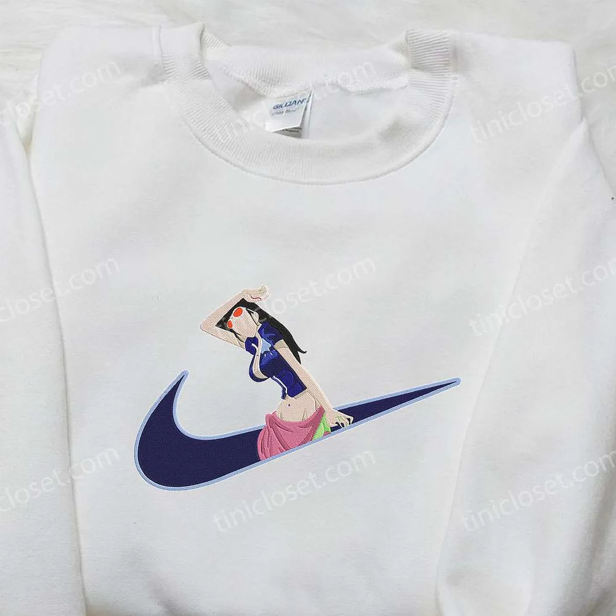 Nico Robin x Nike Swoosh Anime Embroidered Hoodie, One Piece Embroidered Shirt, Nike Inspired Embroidered Shirt