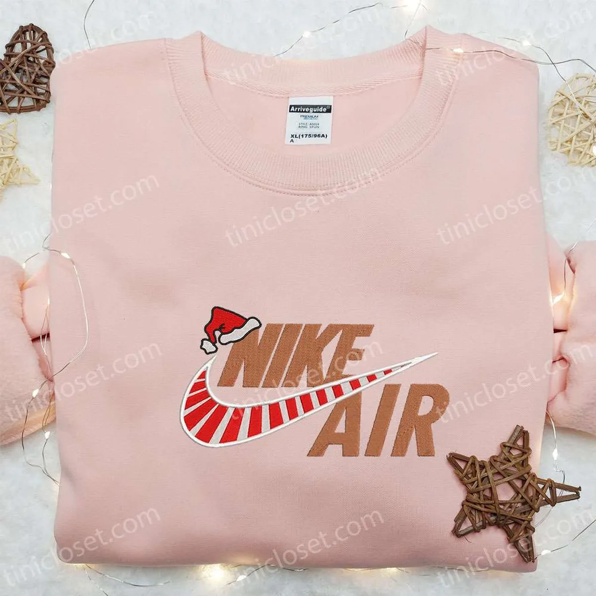 Nike Air Christmas Logo Embroidered Shirt, Nike Inpsired Embroidered Hoodie, Christmas Embroidered Sweatshirt