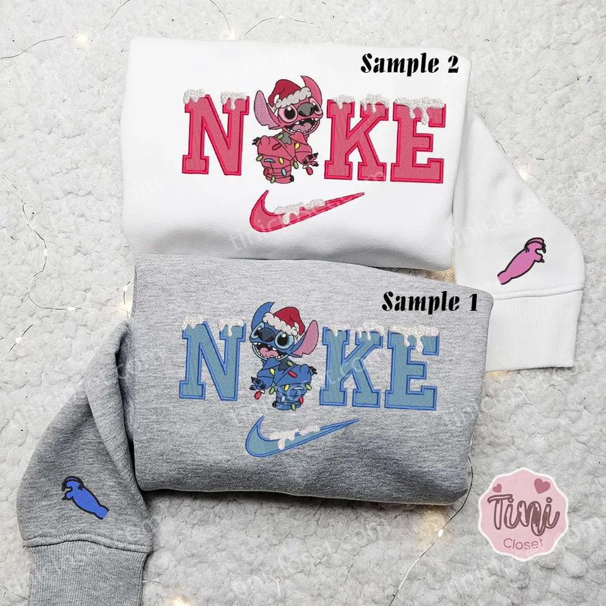 Nike Angel Stitch Christmas Embroidered Shirt, Disney Embroidered Sweatshirt, Best Christmas Gift for Couple