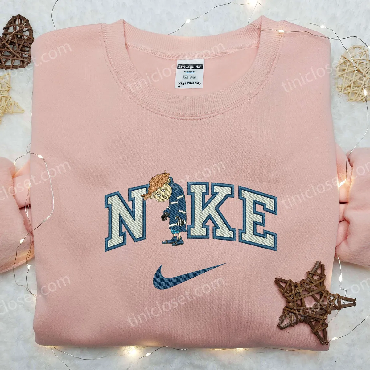 Nike Boy Nike Embroidered Shirt, Custom Nike Embroidered Shirt, Cartoon Embroidered Shirt