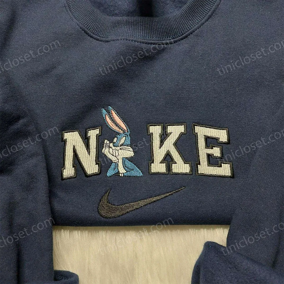 Nike Bugs Bunny Embroidered Shirt, Custom Nike Embroidered Shirt, Cartoon Embroidered Shirt