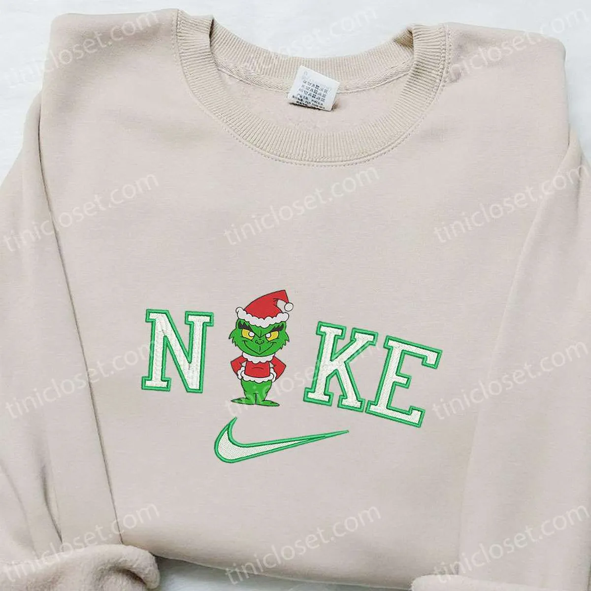 Nike Christmas x Baby Grinch Embroidered Sweatshirt, Movie Christmas Embroidered Shirt, Best Christmas Gift Ideas