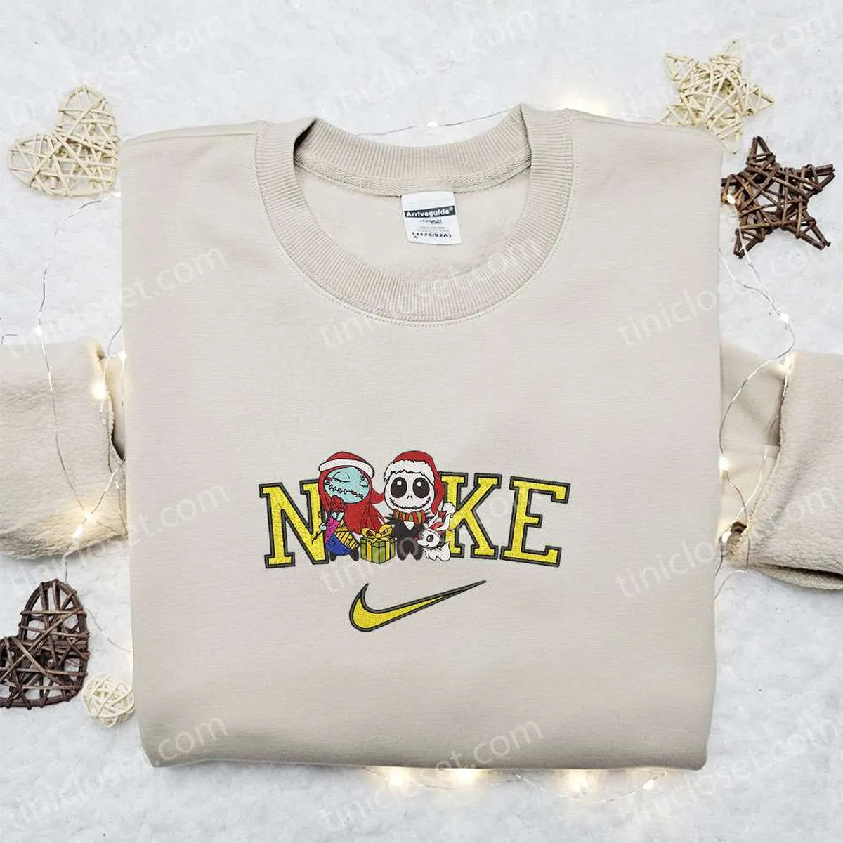 Nike Christmas x Baby Jack and Sally Embroidered Sweatshirt, Movie Christmas Embroidered Shirt, Best Christmas Gift Ideas