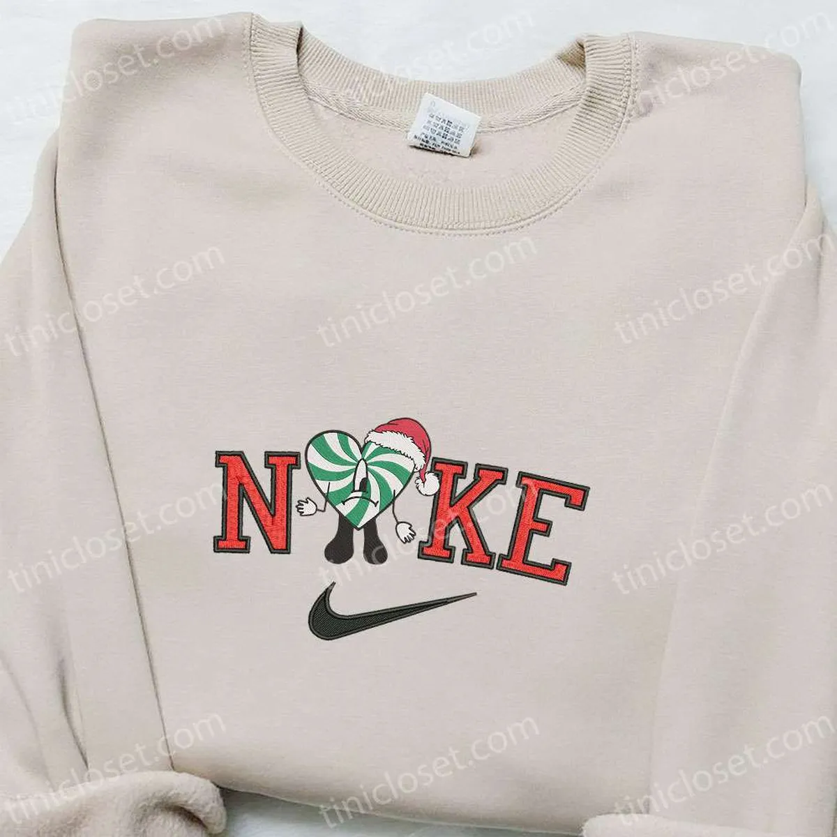 Nike Christmas x Bad Bunny Santa Hat Embroidered Sweatshirt, Christmas Embroidered Shirt, Best Christmas Gift Ideas