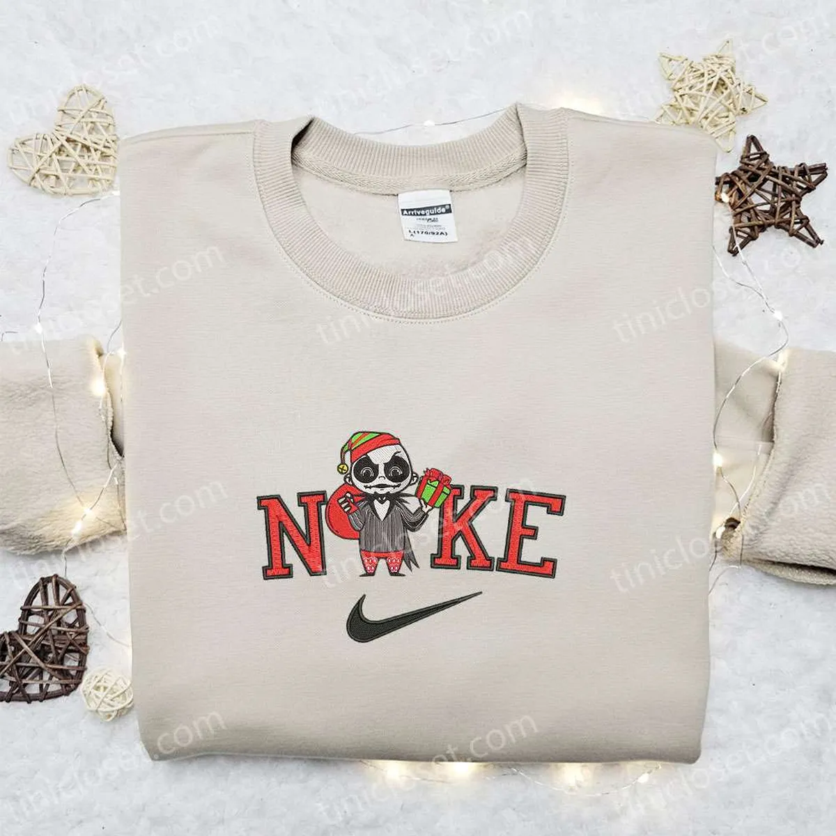 Nike Christmas x Chibi Jack Santa Embroidered Sweatshirt, Movie Christmas Embroidered Shirt, Best Christmas Gift Ideas