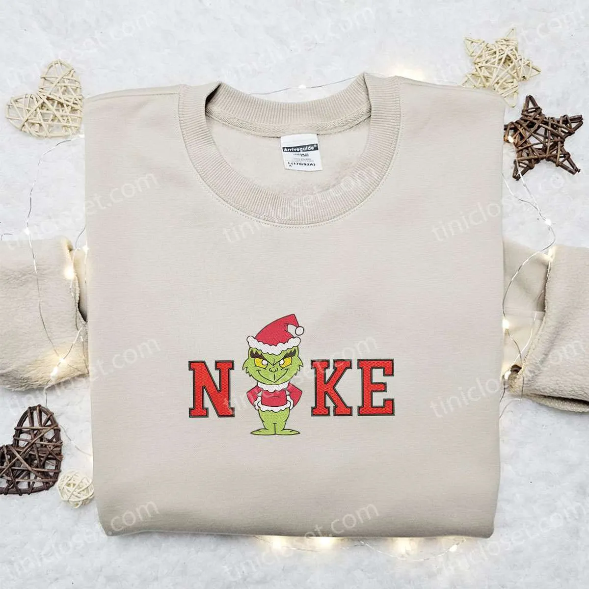 Nike Christmas x Chibi Santa Grinch Embroidered Sweatshirt, Movie Merry Christmas Embroidered Shirt, Best Christmas Day Gift Ideas