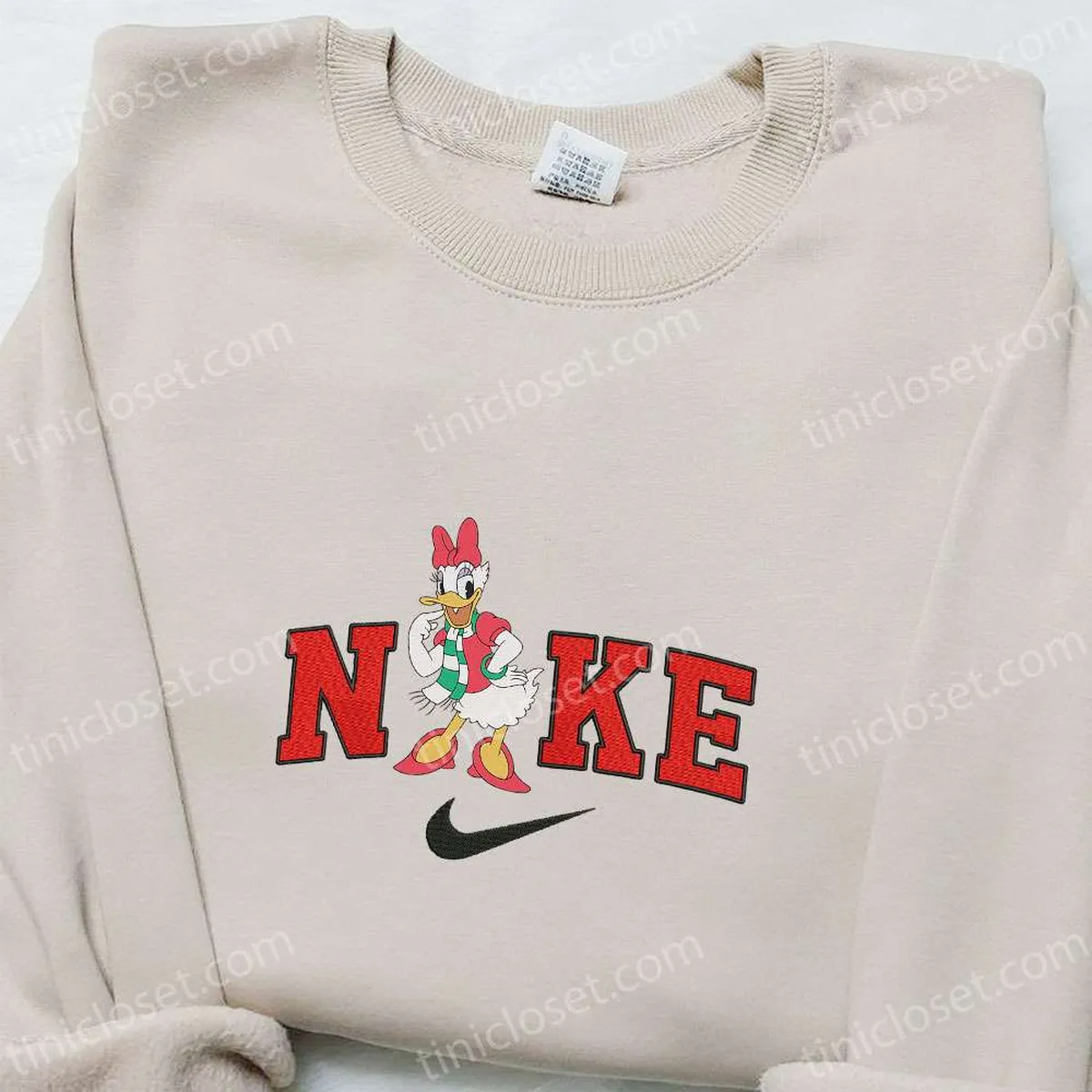 Nike Christmas x Daisy Duck Embroidered Sweatshirt, Cartoon Christmas Embroidered Shirt, Best Christmas Gift Ideas