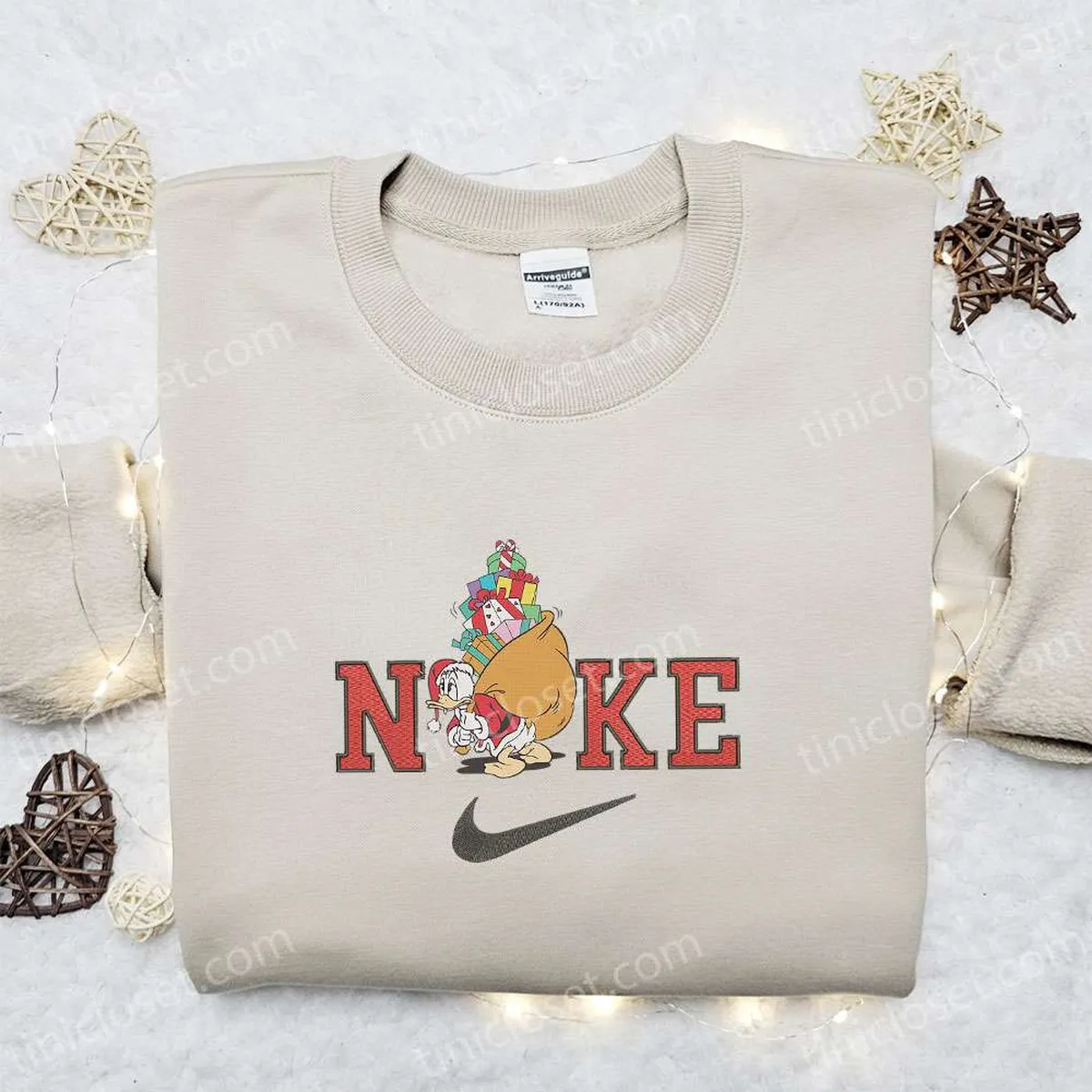 Nike Christmas x Donald Duck Tired Embroidered Sweatshirt, Disney Movie Christmas Embroidered Shirt, Best Christmas Gift Ideas