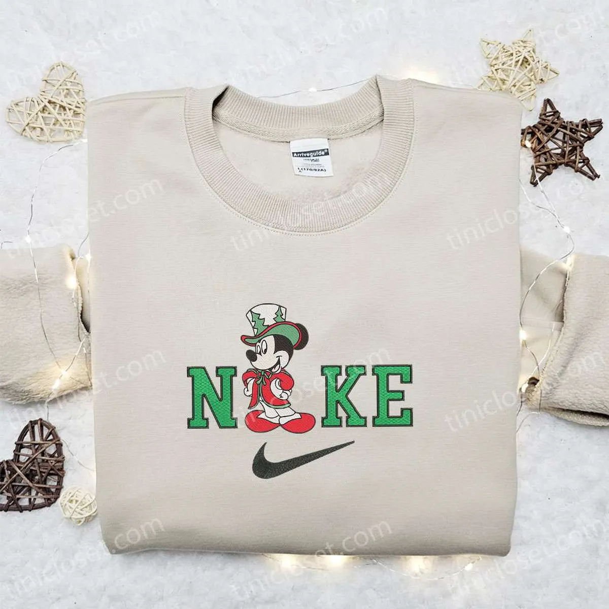 Nike Christmas x Elegant Mickey Mouse Embroidered Sweatshirt, Movie Christmas Embroidered Shirt, Best Christmas Gift Ideas