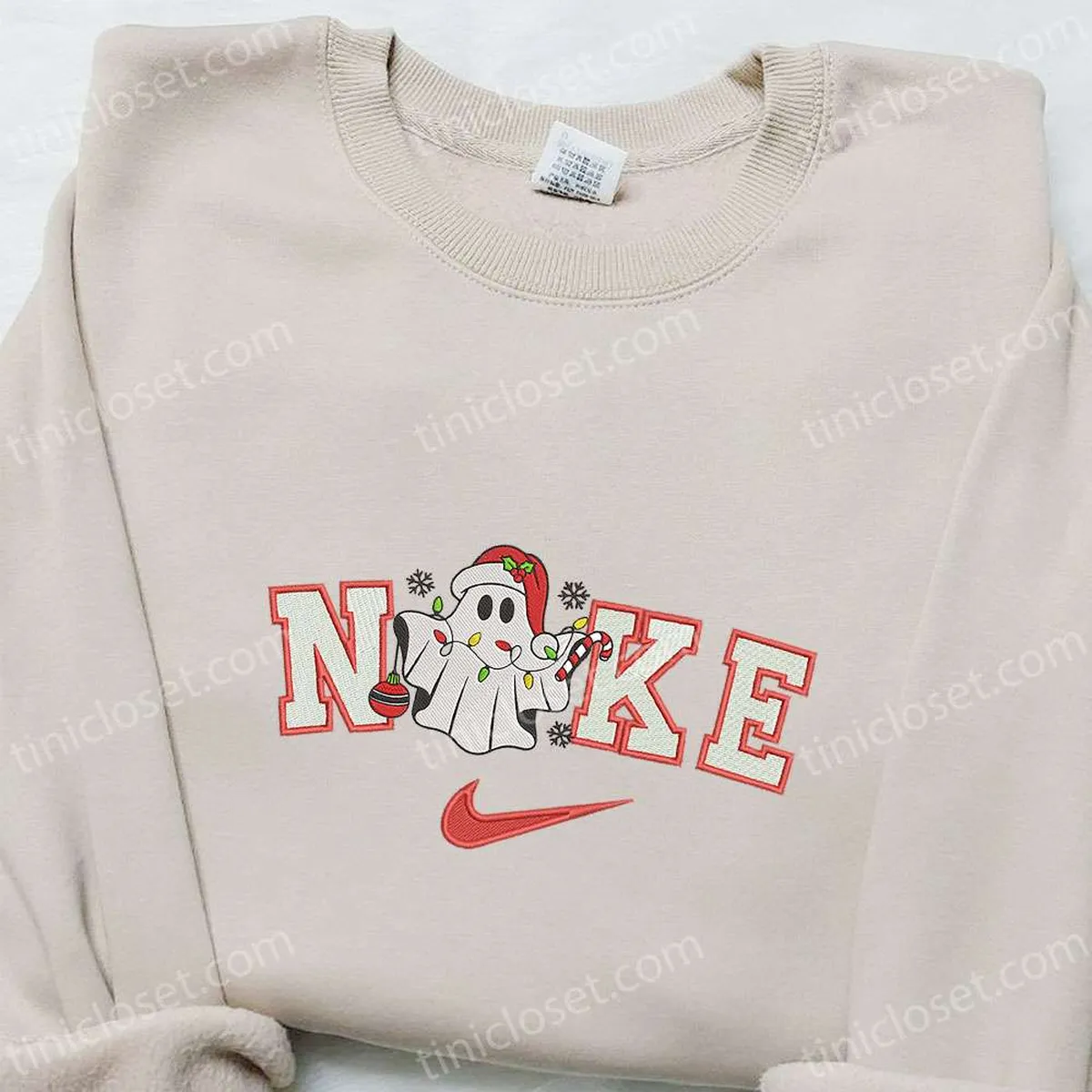 Nike Christmas x Ghost Embroidered Sweatshirt, Movie Christmas Embroidered Shirt, Best Christmas Gift Ideas