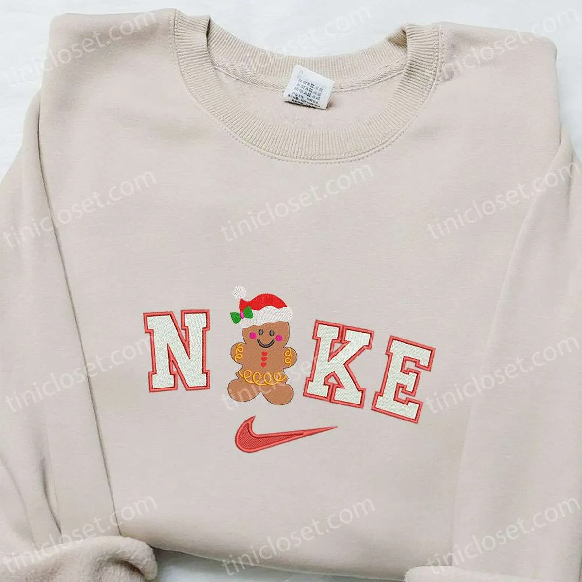 Nike Christmas x Gingerbread Embroidered Sweatshirt, Christmas Embroidered Shirt, Best Christmas Gift Ideas