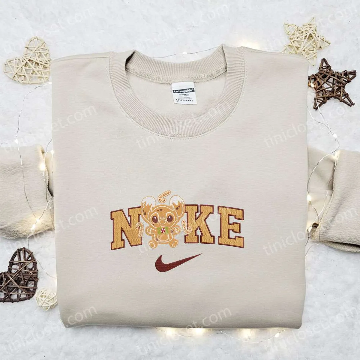 Nike Christmas x Gingerbread Stitch Embroidered Sweatshirt, Movie Christmas Embroidered Shirt, Best Christmas Gift Ideas