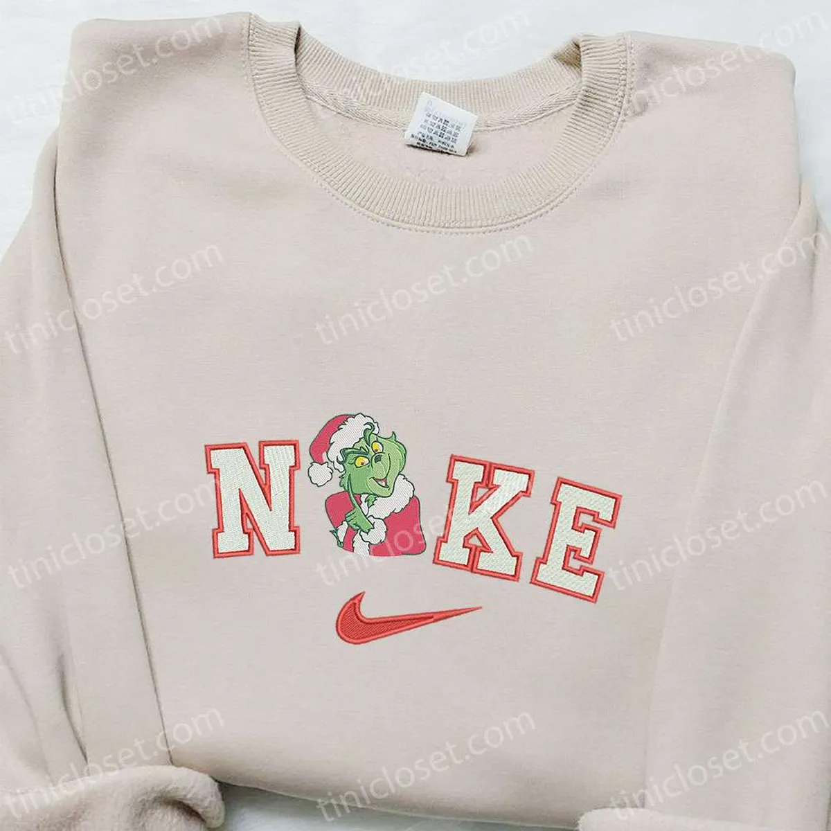 Nike Christmas x Grinch Santa Embroidered Sweatshirt, Movie Christmas Embroidered Shirt, Best Christmas Gift Ideas